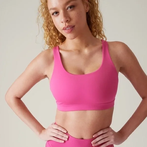 Like new! Athleta Exhale Ultimate Running Hot Pink Sports Bra Sz L - Picture 2 of 7